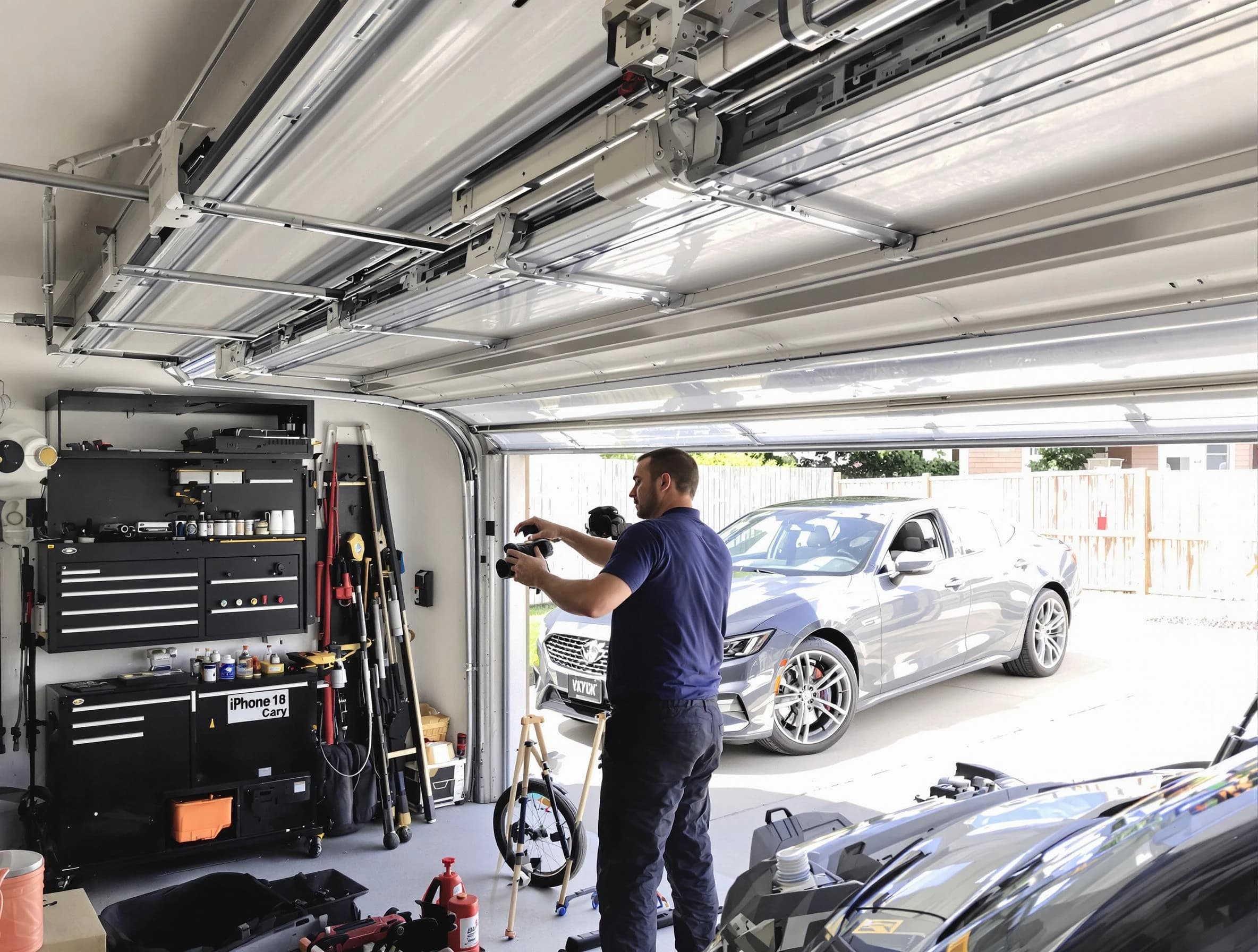 Peachtree Corners Garage Door Repair technician fixing noisy garage door in Peachtree Corners