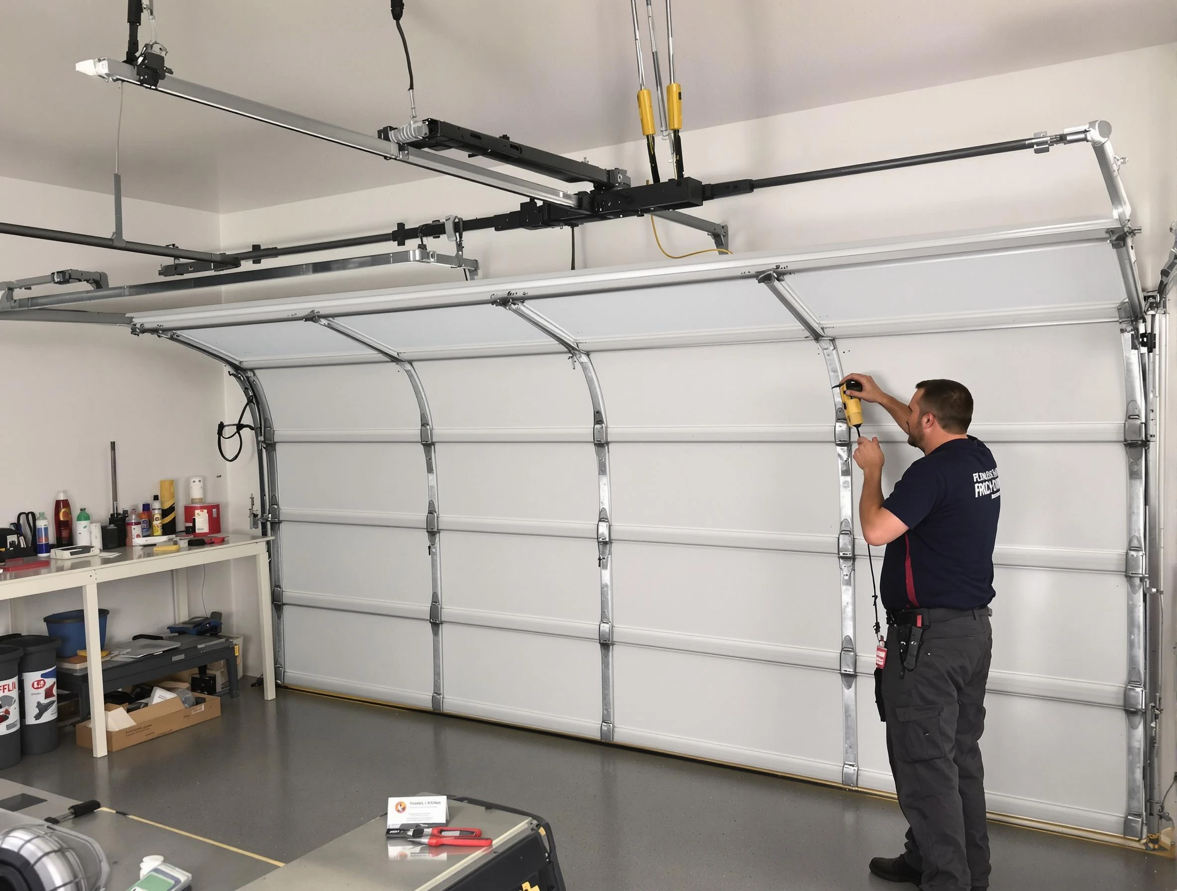 Peachtree Corners Garage Door Repair certified technician performing overhead door system repair in Peachtree Corners