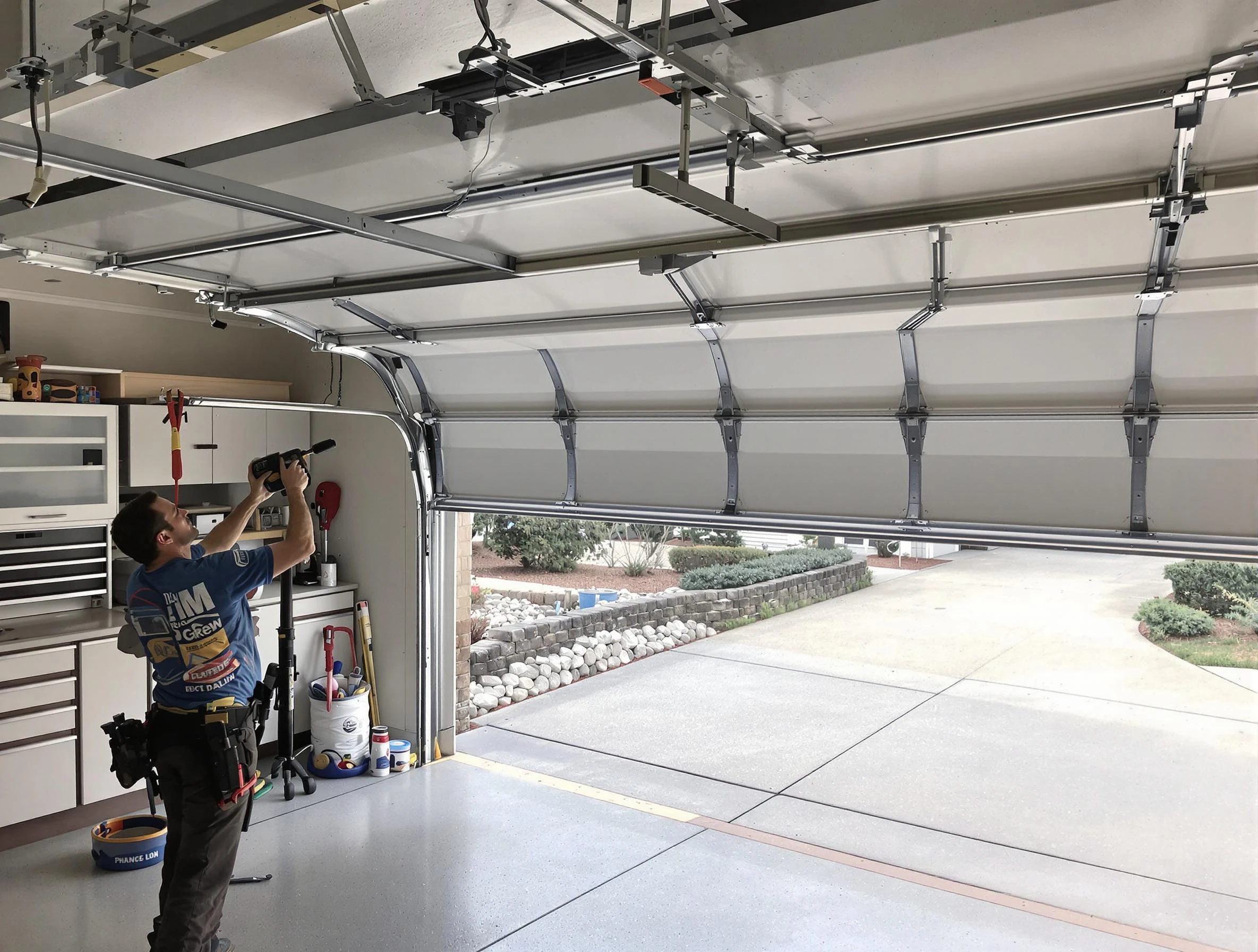 Garage door track repair service by Peachtree Corners Garage Door Repair in Peachtree Corners
